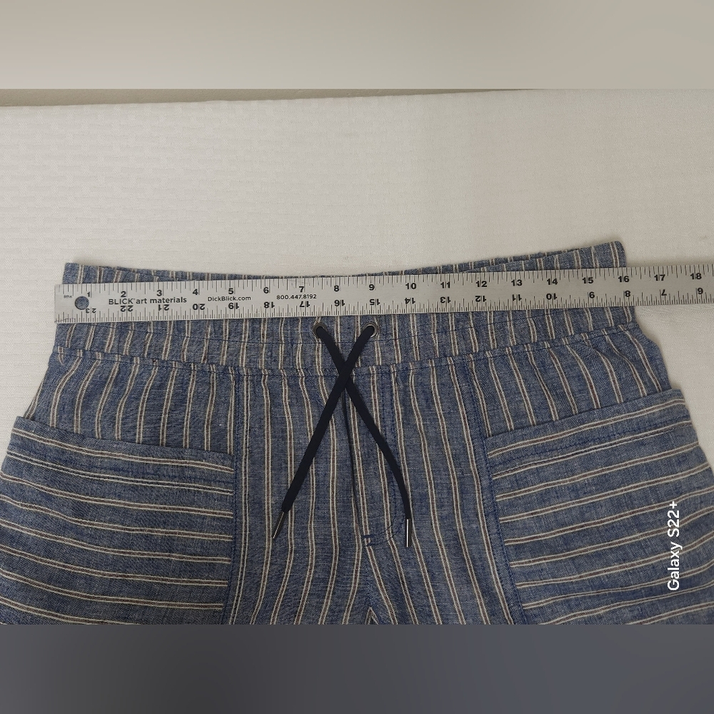 Athleta Cabo 100% Linen Striped Shorts Blue & White Size 8. #A13 - Picture 5 of 10